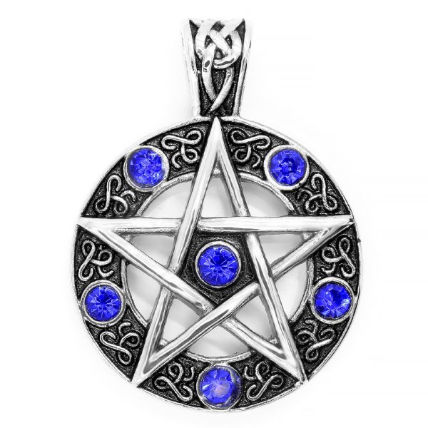 BRUNOshop.cz S2767 Přívěsek PENTAGRAM s kamínky MODRÝ